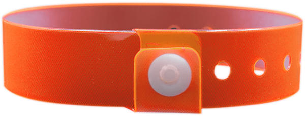 A Vinyl 3/4" x 10" L-Shape Snapped Solid Edge Glow Orange wristband