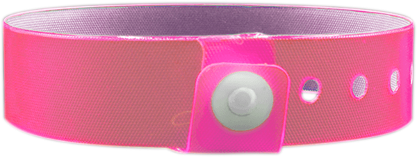 A Vinyl 3/4" x 10" L-Shape Snapped Solid Edge Glow Neon Pink wristband