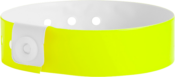 A Vinyl 3/4" x 10" L-Shape Snapped Solid Neon Yellow wristband