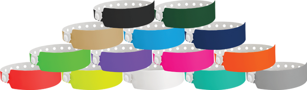 A Vinyl 1" x 10" Wide Face Snapped Solid wristbands